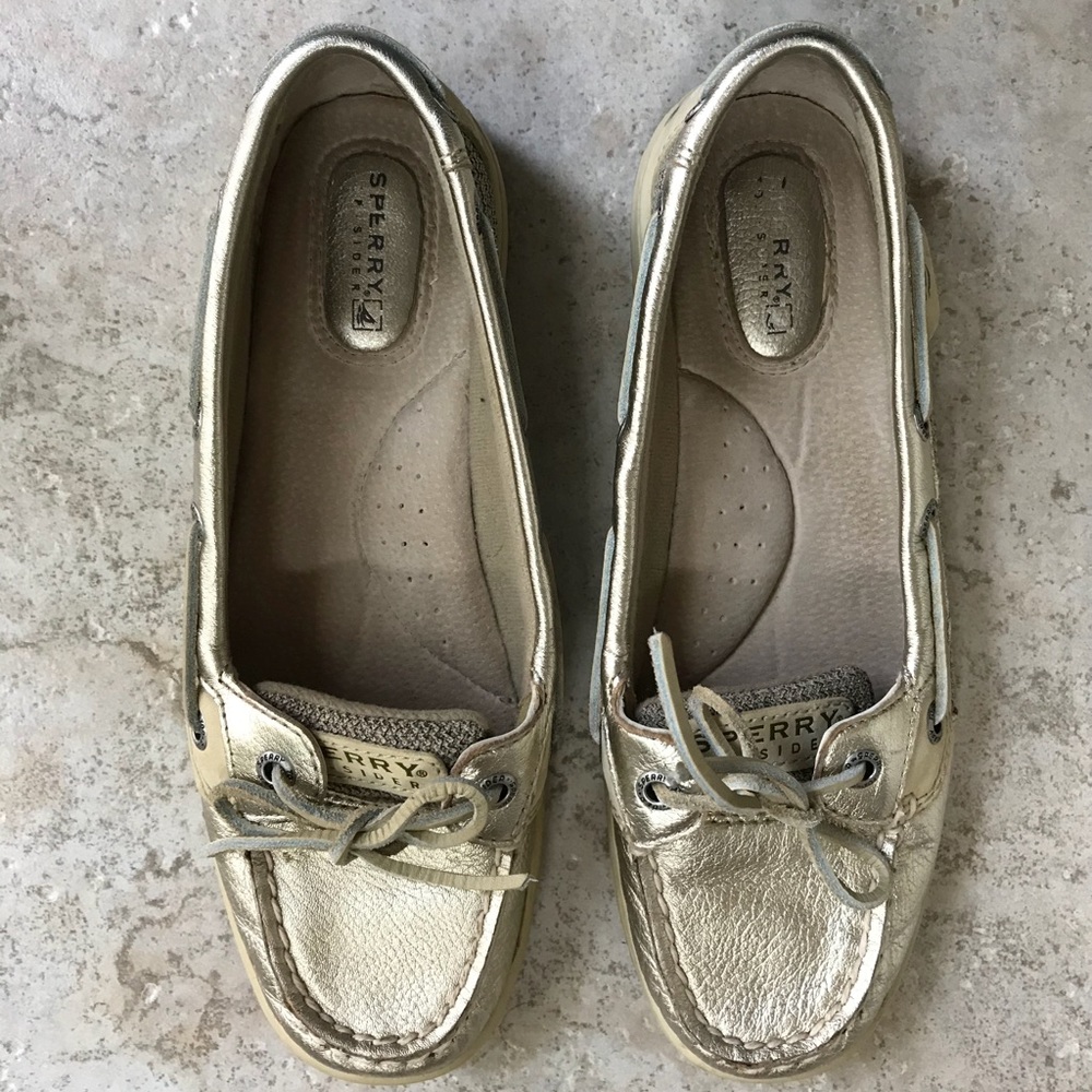 DONATED Sperry Topsider light gold metallic boat shoes